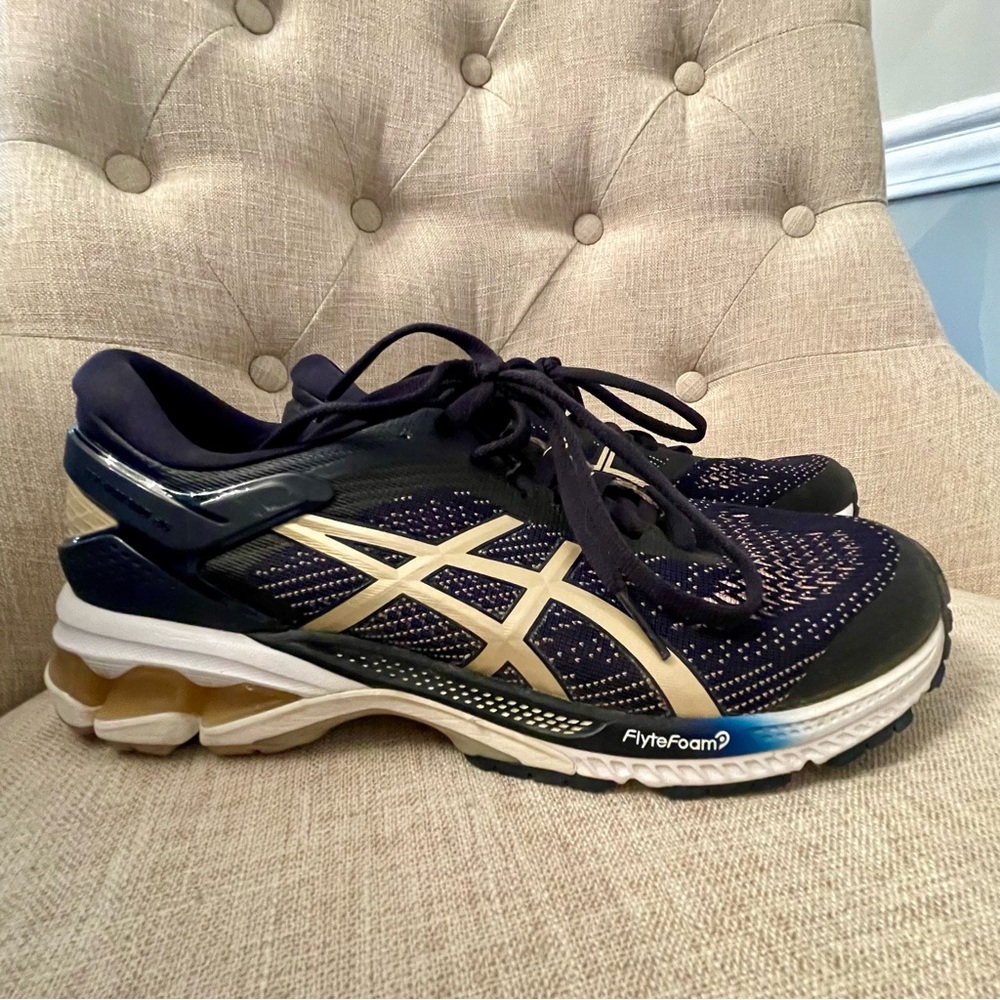Asics Gel Kayano 26 Women's Running Shoe Midnight, Frosted Almond, Size 9.5